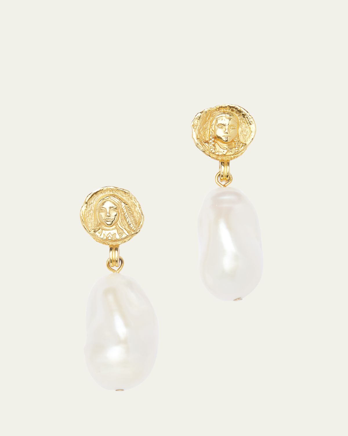 Deux Lions Jewelry 14K Yellow Gold Filles de Gaia Baroque Pearl Earrings
