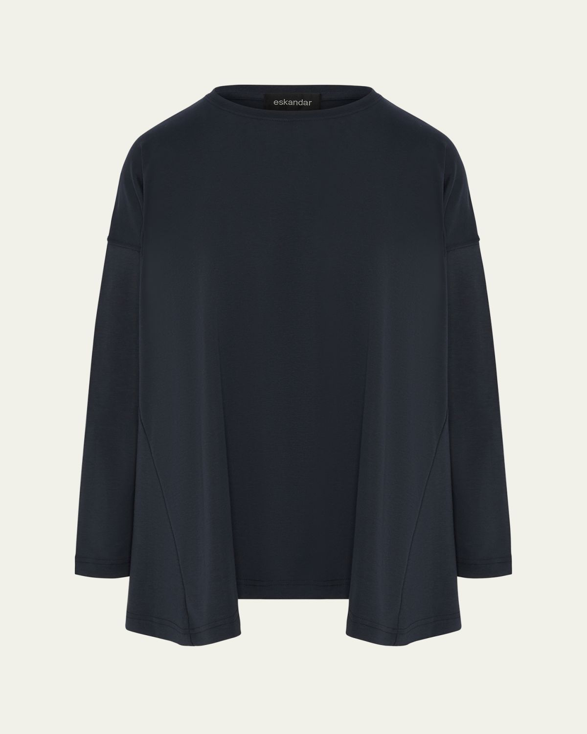 Eskandar Side Panelled Round Neck Long Sleeve T-Shirt (Mid Plus Length) | Thumbnail 6 Eskandar Side Panelled Round Neck Long Sleeve T-Shirt (Mid Plus Length) | Thumbnail 6