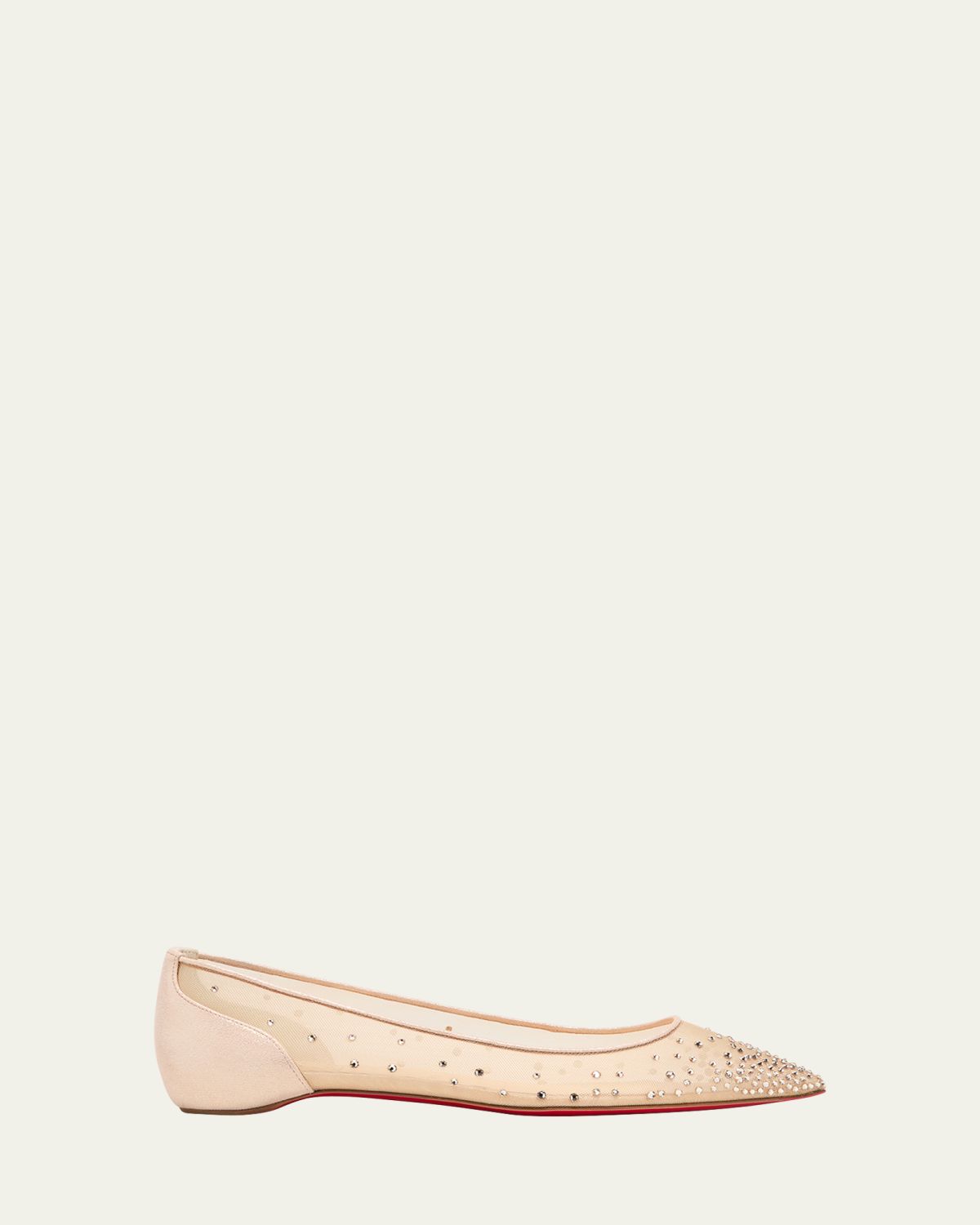 Christian Louboutin Follies Strass Red Sole Mesh Ballet Flats