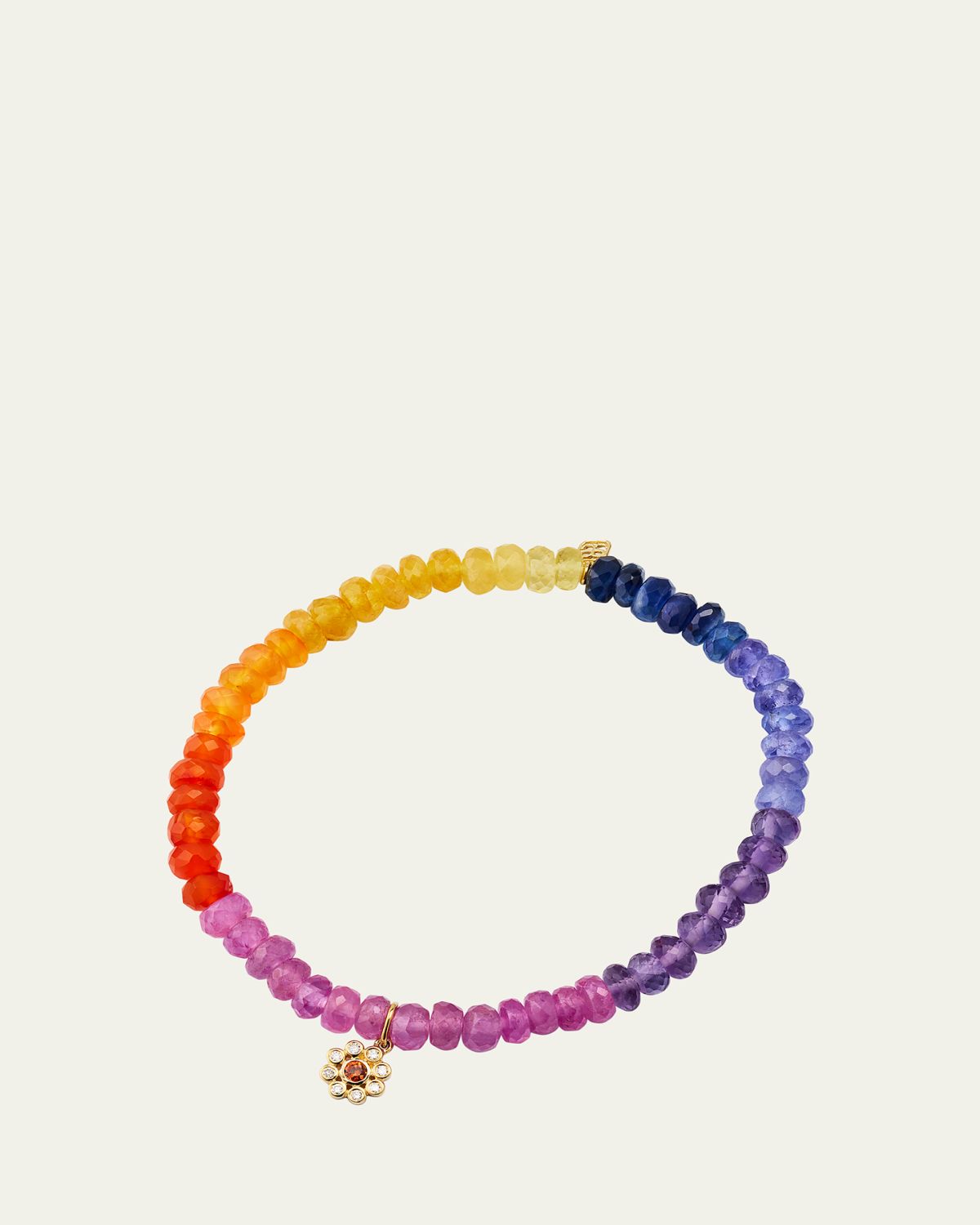 Sydney Evan 14K Yellow Gold Multi-Color Beaded Bracelet with Sapphire and Diamonds