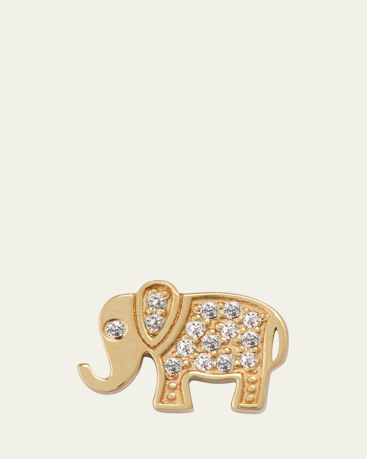Sydney Evan 14K Gold and Diamond Pave Elephant Single Stud Earring, Left