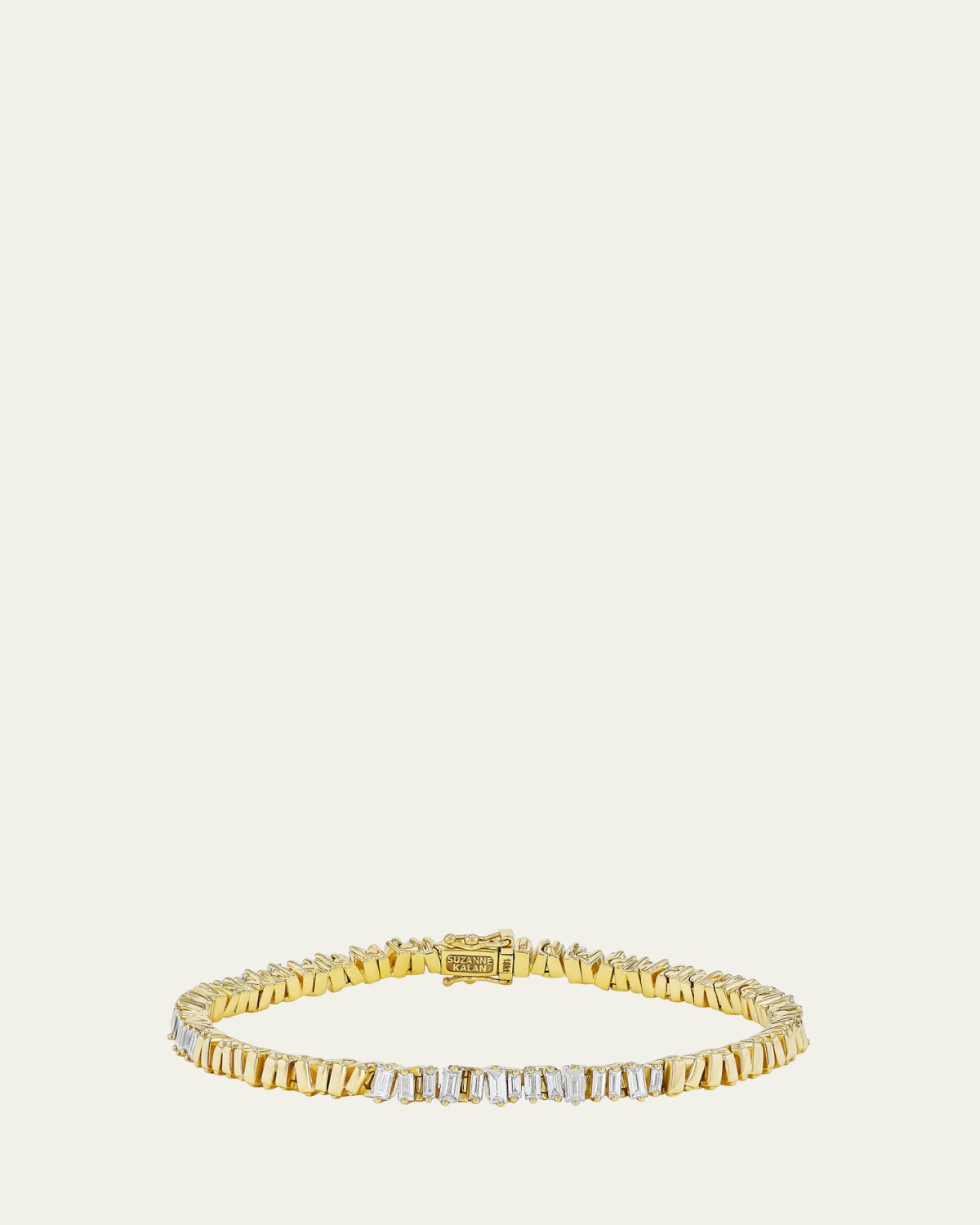Suzanne Kalan 18k Yellow Gold Half Baguette Diamond Tennis Bracelet
