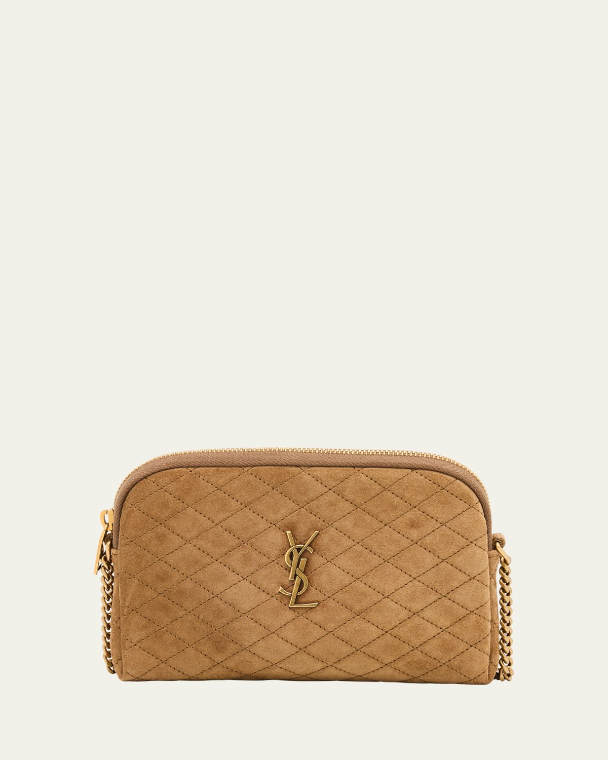 Saint Laurent Gaby Mini YSL Crossbody Bag in Quilted Suede