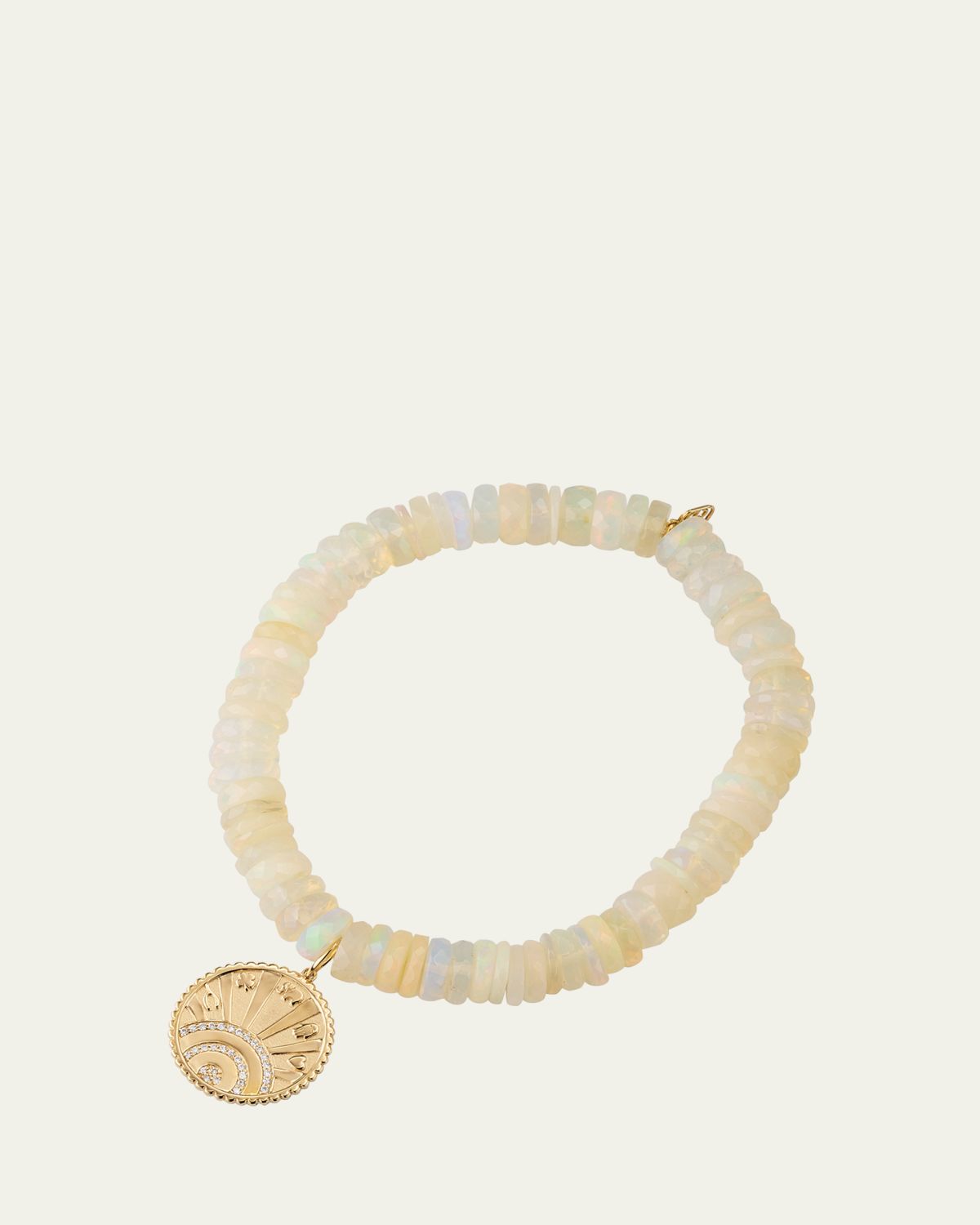 Sydney Evan 14K Yellow Gold Small Pave Diamond Luck Coin Bracelet