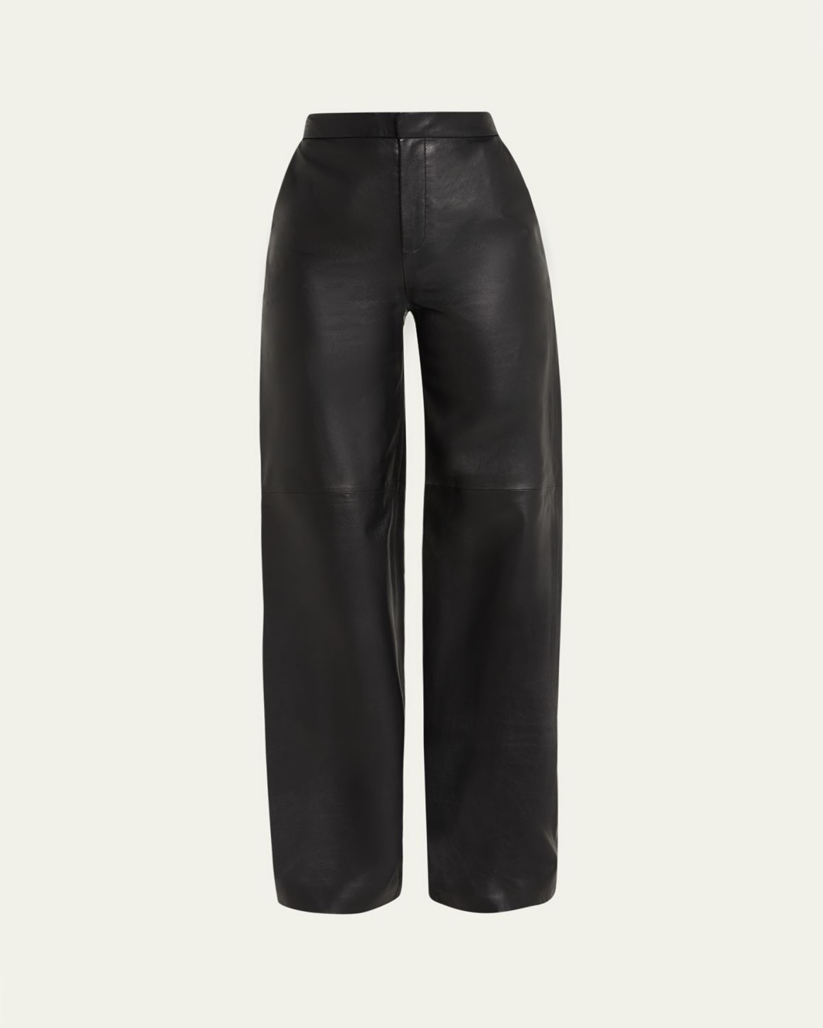 L'Agence Livvy Mid-Rise Straight-Leg Leather Trousers