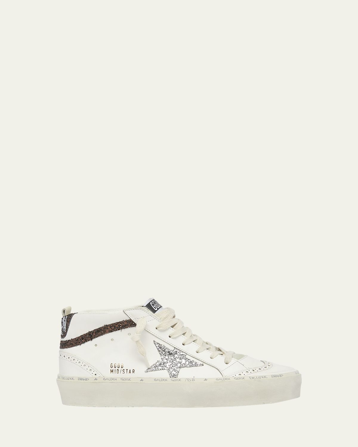 Golden Goose Mid Star Glitter Wing-Tip Sneakers