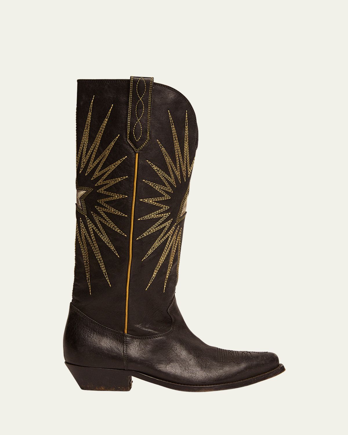 Golden Goose Wish Star Embroidered Leather Western Boots
