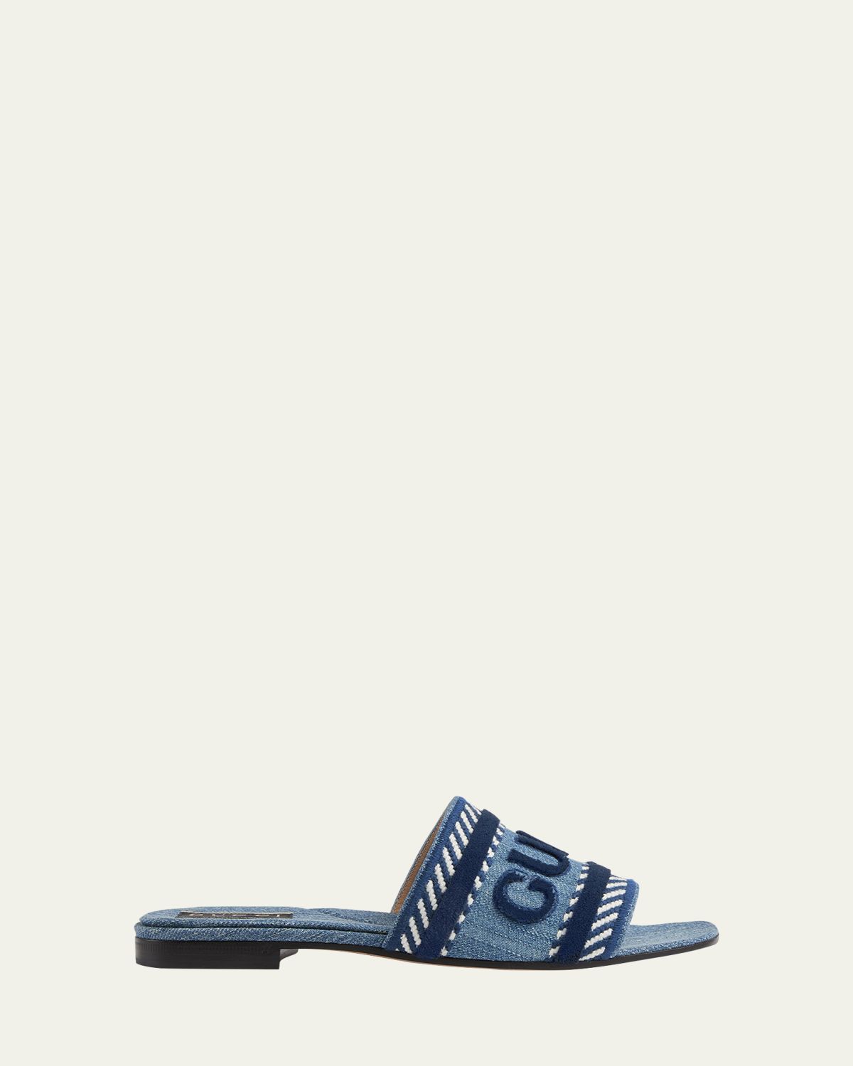 Gucci Jane Logo Denim Slide Sandals
