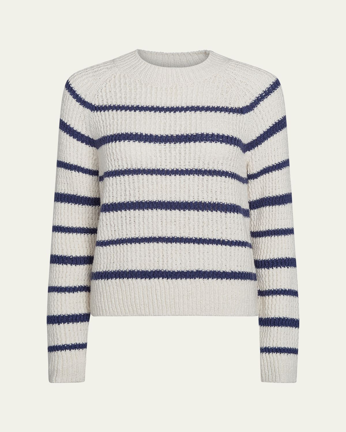 Vince Ribbed Stripe Raglan-Sleeve Crewneck Sweater