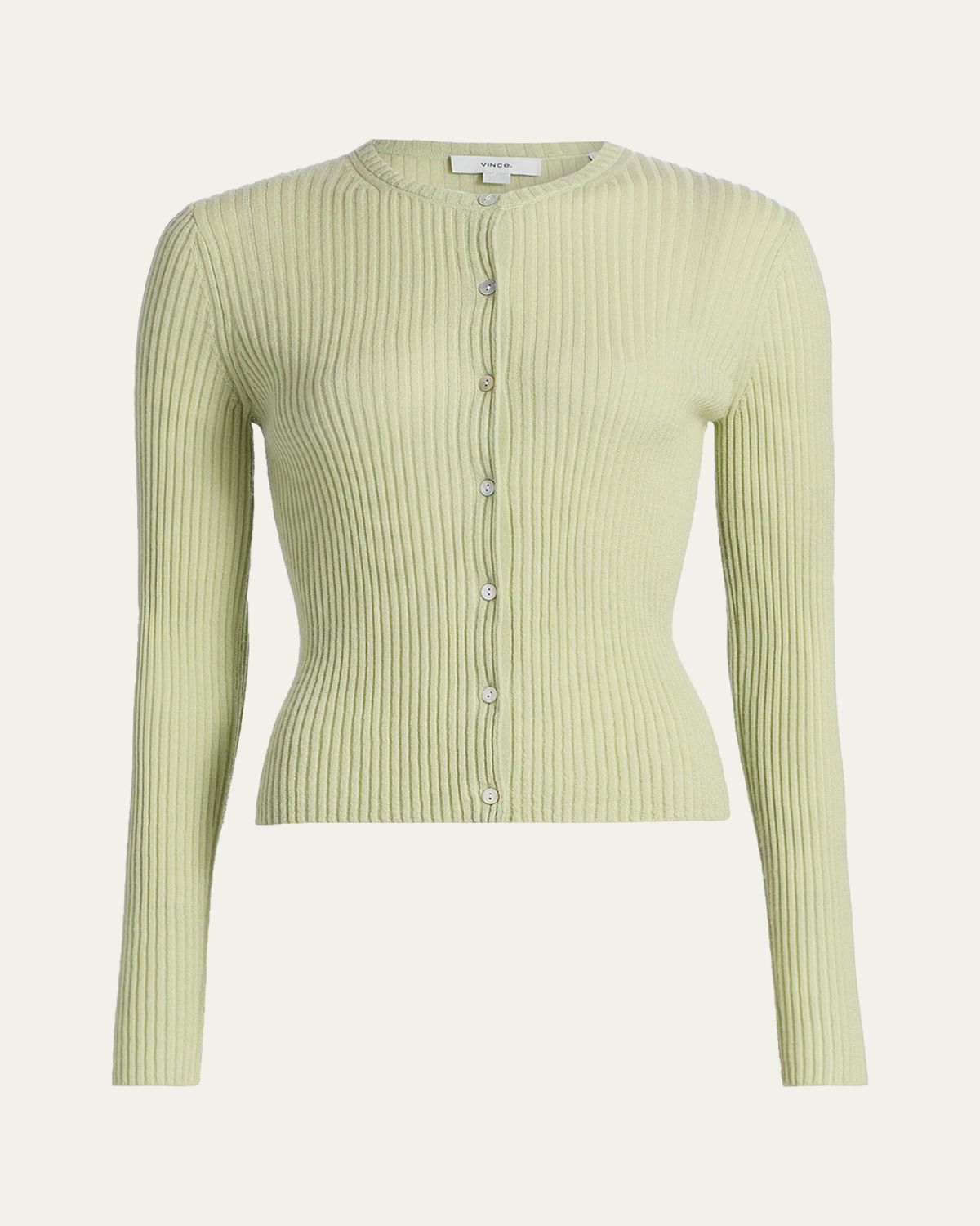 Vince Ribbed Cashmere and Silk Fitted Cardigan