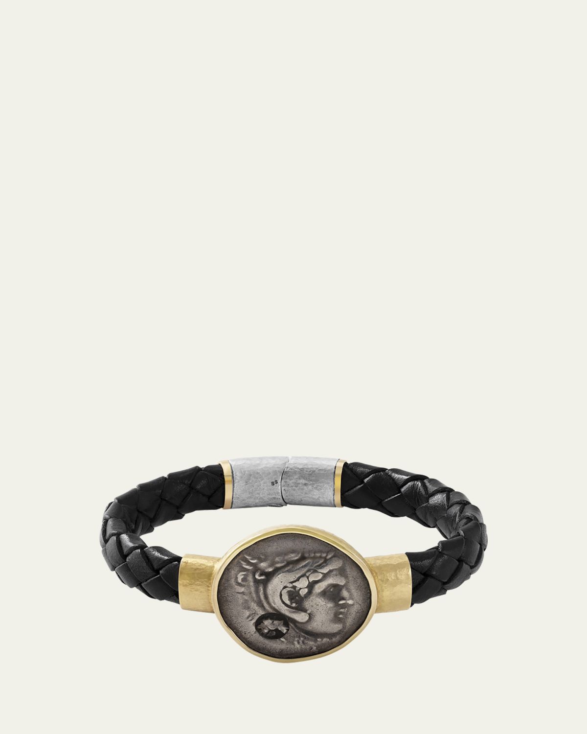Jorge Adeler Men's Authentic Alexander the Great Coin Leather Bracelet