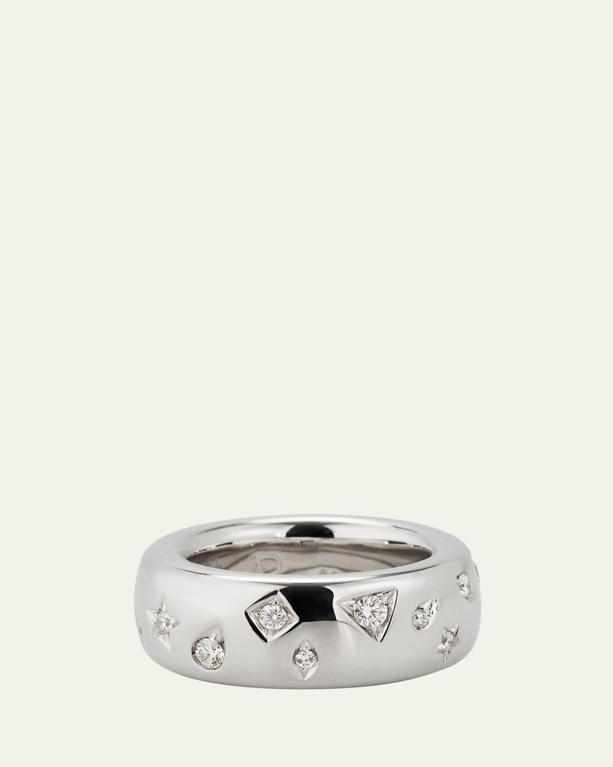 Pomellato 18K White Gold Iconica Ring with Fancy Set Diamonds