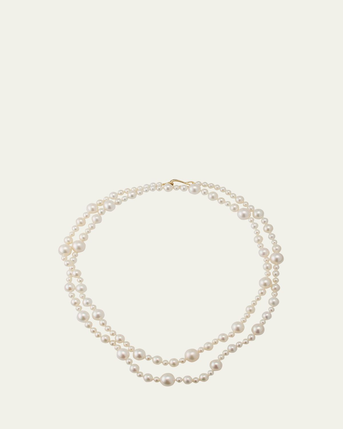 Mizuki 14K Yellow Gold Multi-Size White Freshwater Pearl Strand Necklace