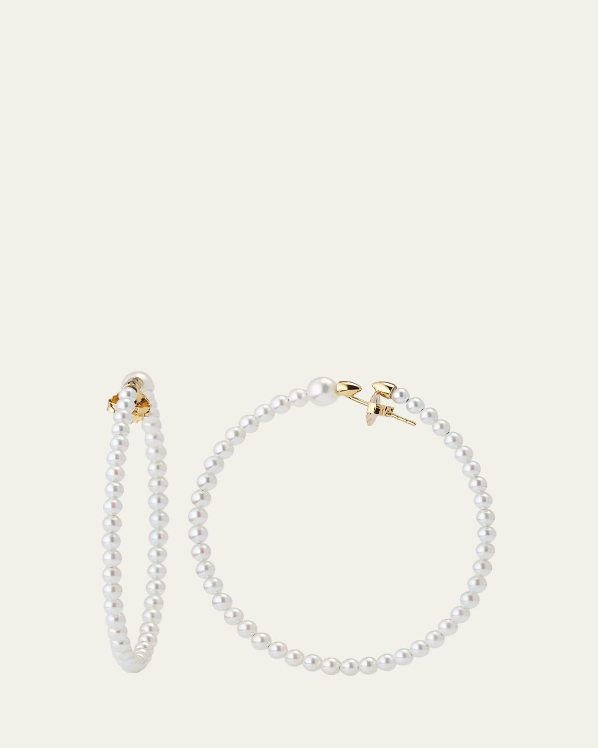 Mizuki 14K Yellow Gold 3mm Akoya Large Hoop Earrings