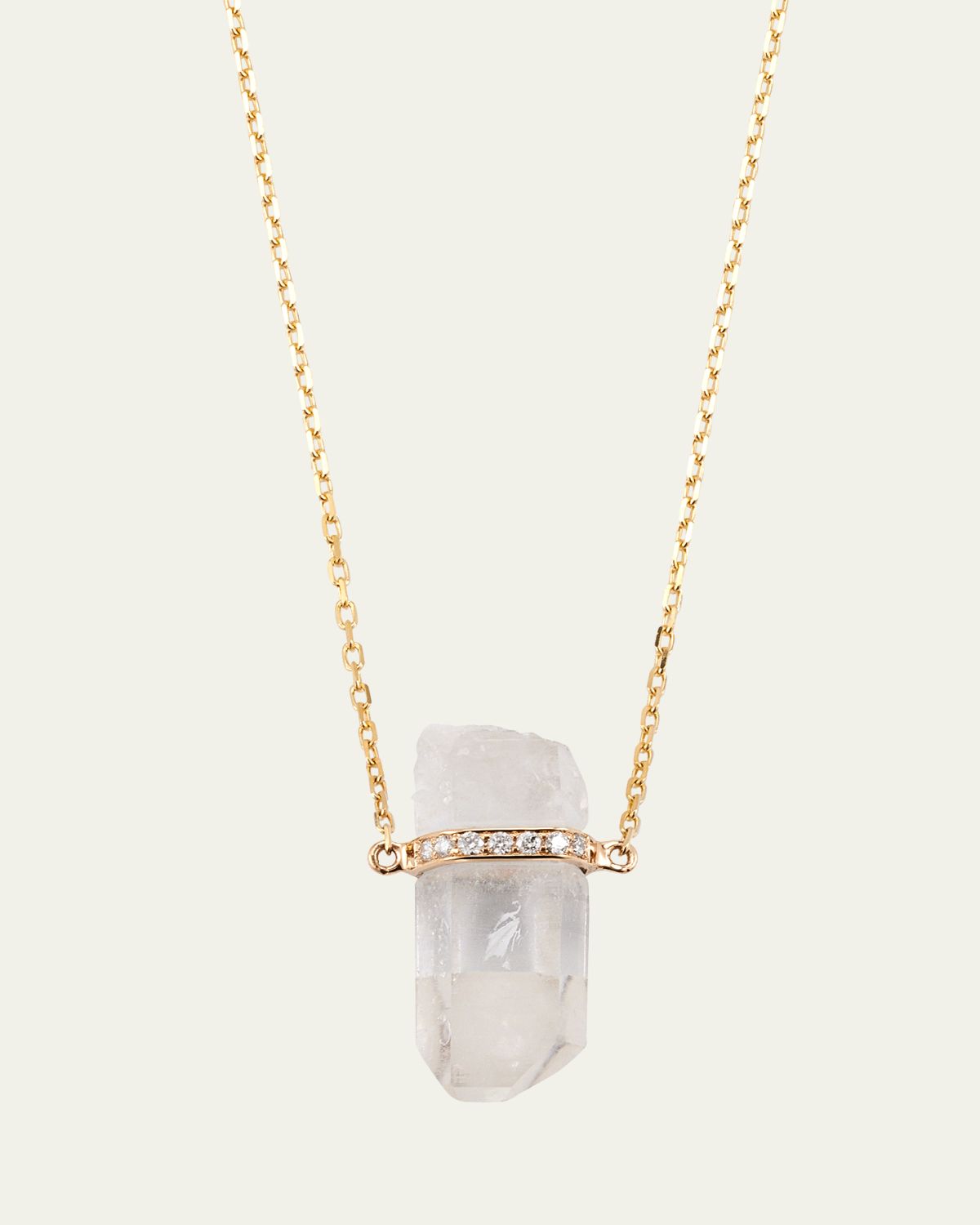JIA JIA 14k Yellow Gold Crystal Quartz and Diamond Bar Necklace