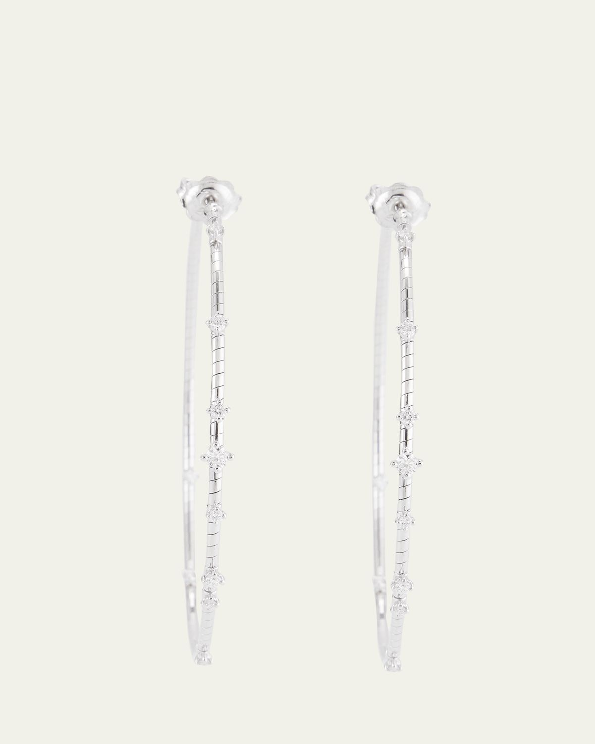 Mattia Cielo 18K White Gold 60mm Diamond Hoop Earrings