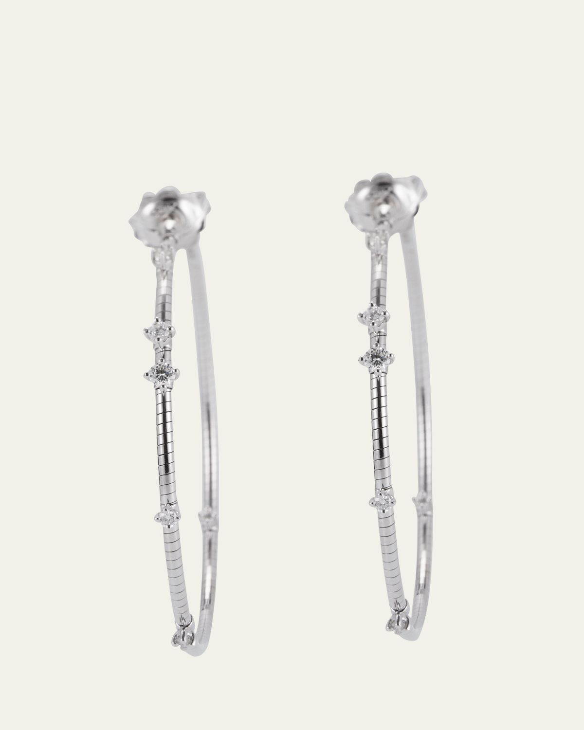 Mattia Cielo 18K White Gold 40mm Diamond Hoop Earrings
