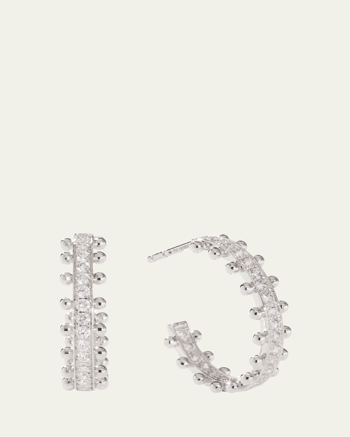 Oscar Massin Beaded 18K Recycled Gold and Lab Grown Diamond Medium Hoop Earrings