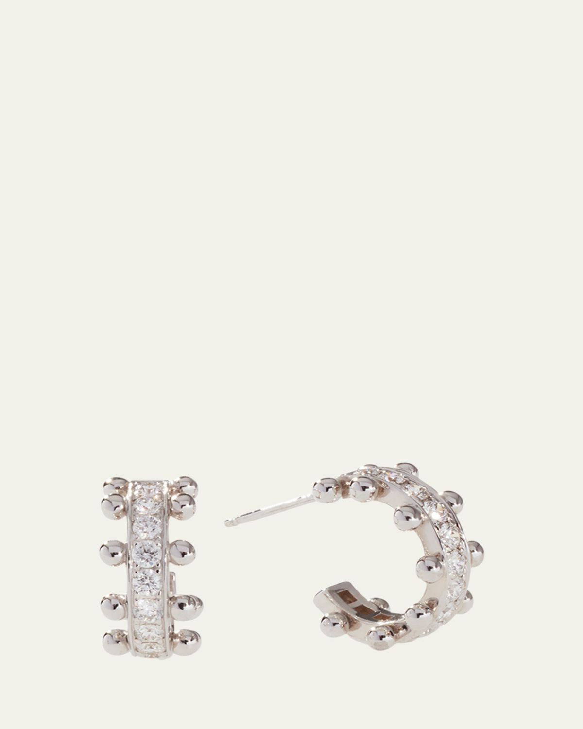 Oscar Massin Beaded 18K Recycled Yellow Gold and Lab Grown Diamond Small Hoop Earrings