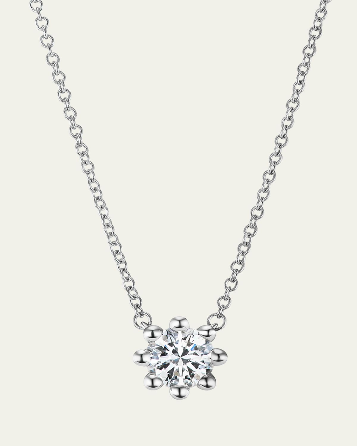 Oscar Massin Beaded 18K Recycled White Gold and Lab Grown Diamond Medium Pendant Necklace