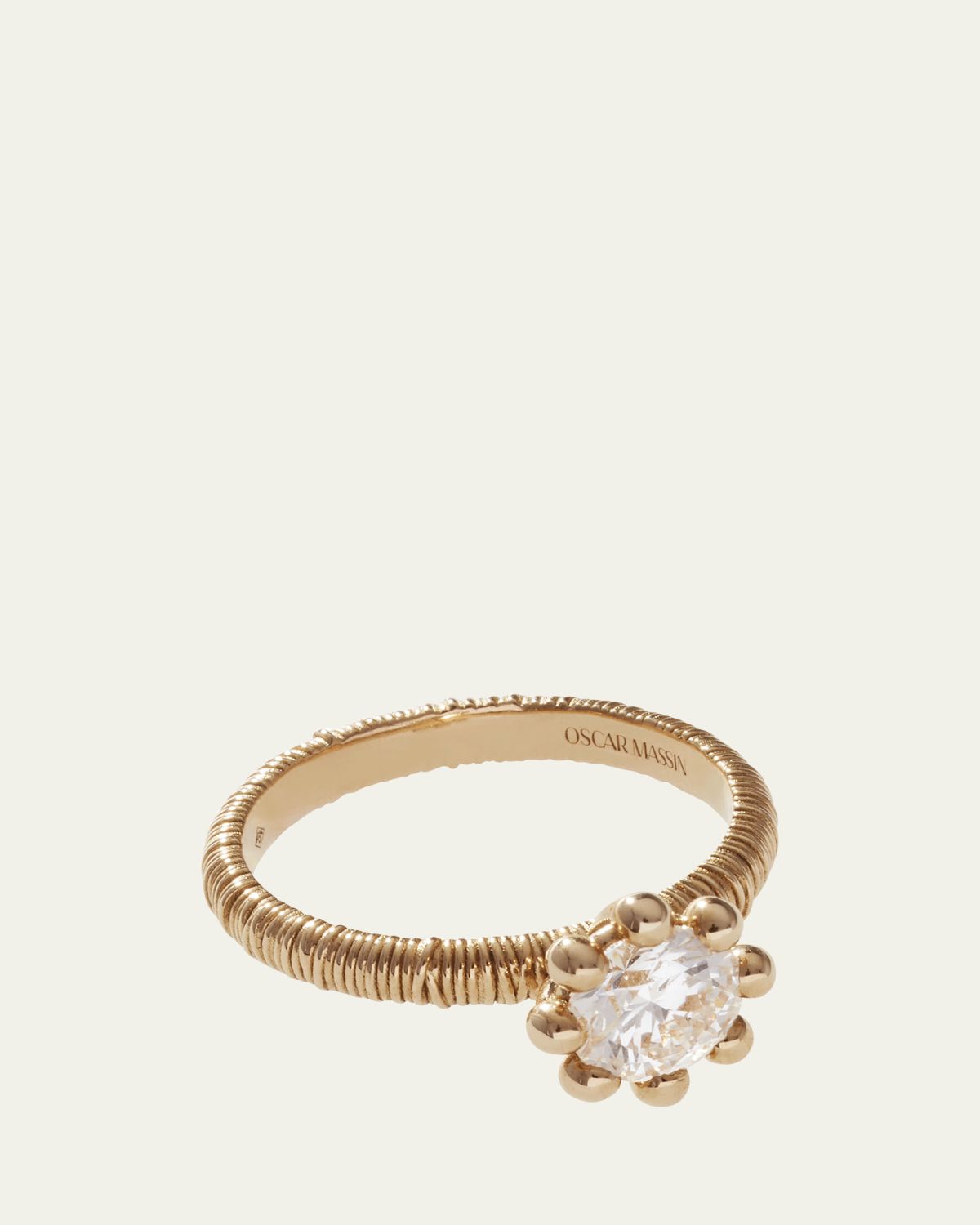 Oscar Massin Beaded Filigree 18K Recycled Yellow Gold and Lab Grown Diamond Ring