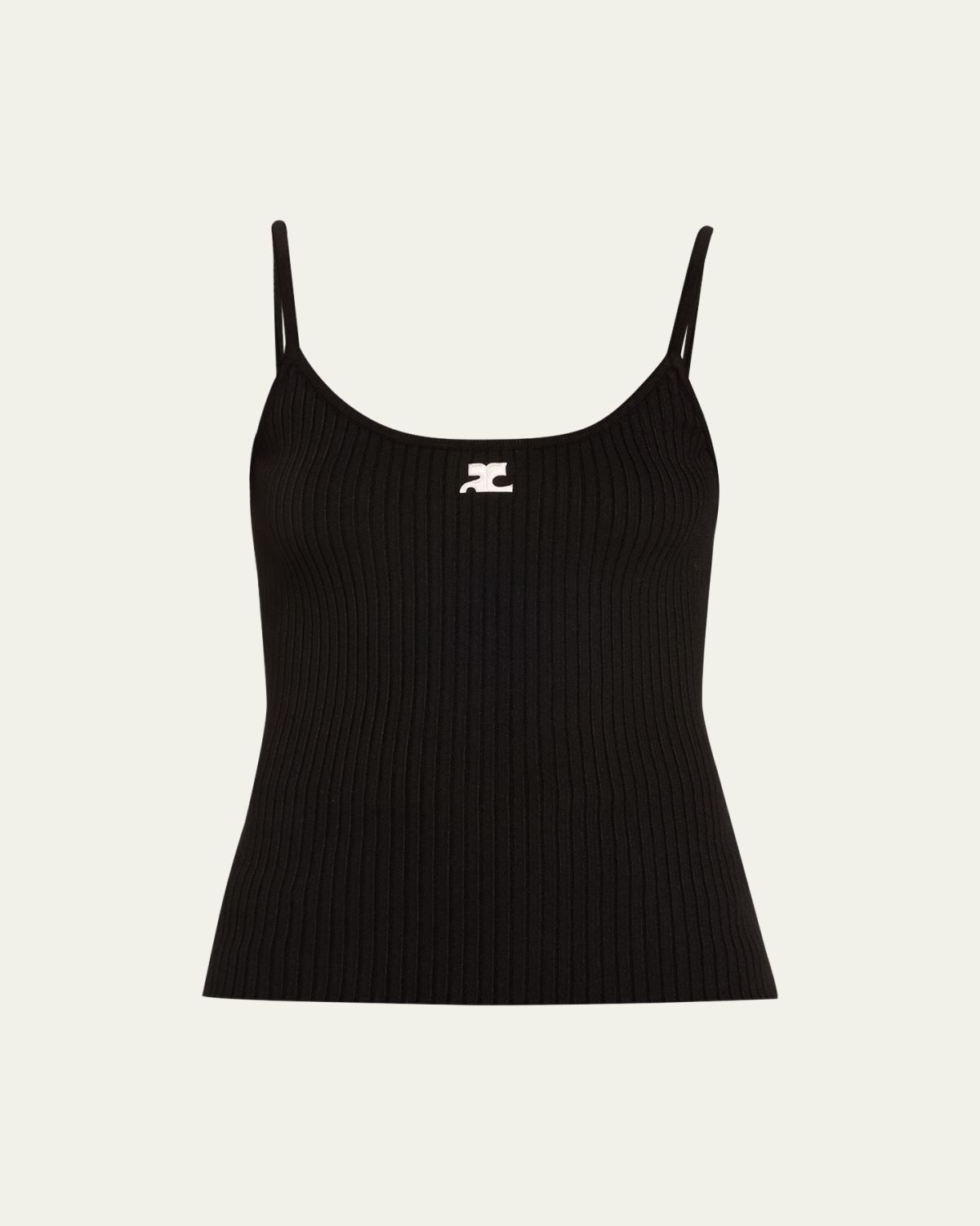 Courreges Logo Ribbed Knit Tank Top
