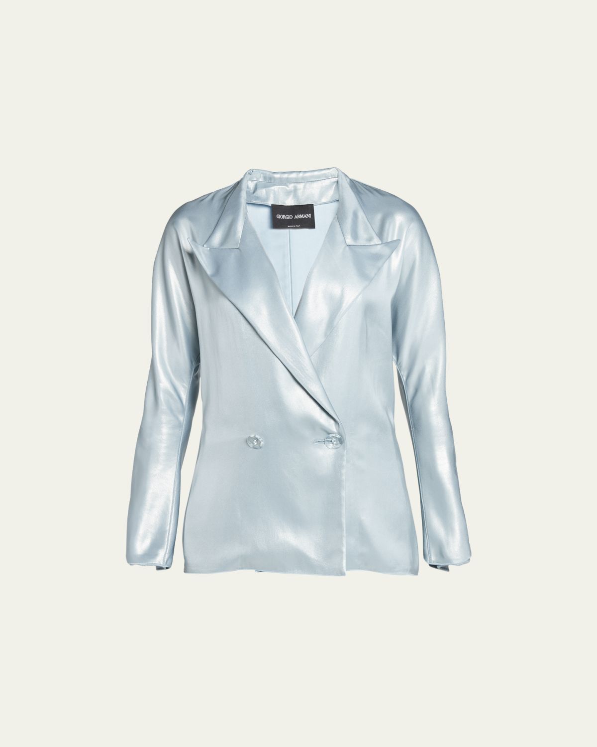 Giorgio Armani Laminated Satin Double-Breast Blazer