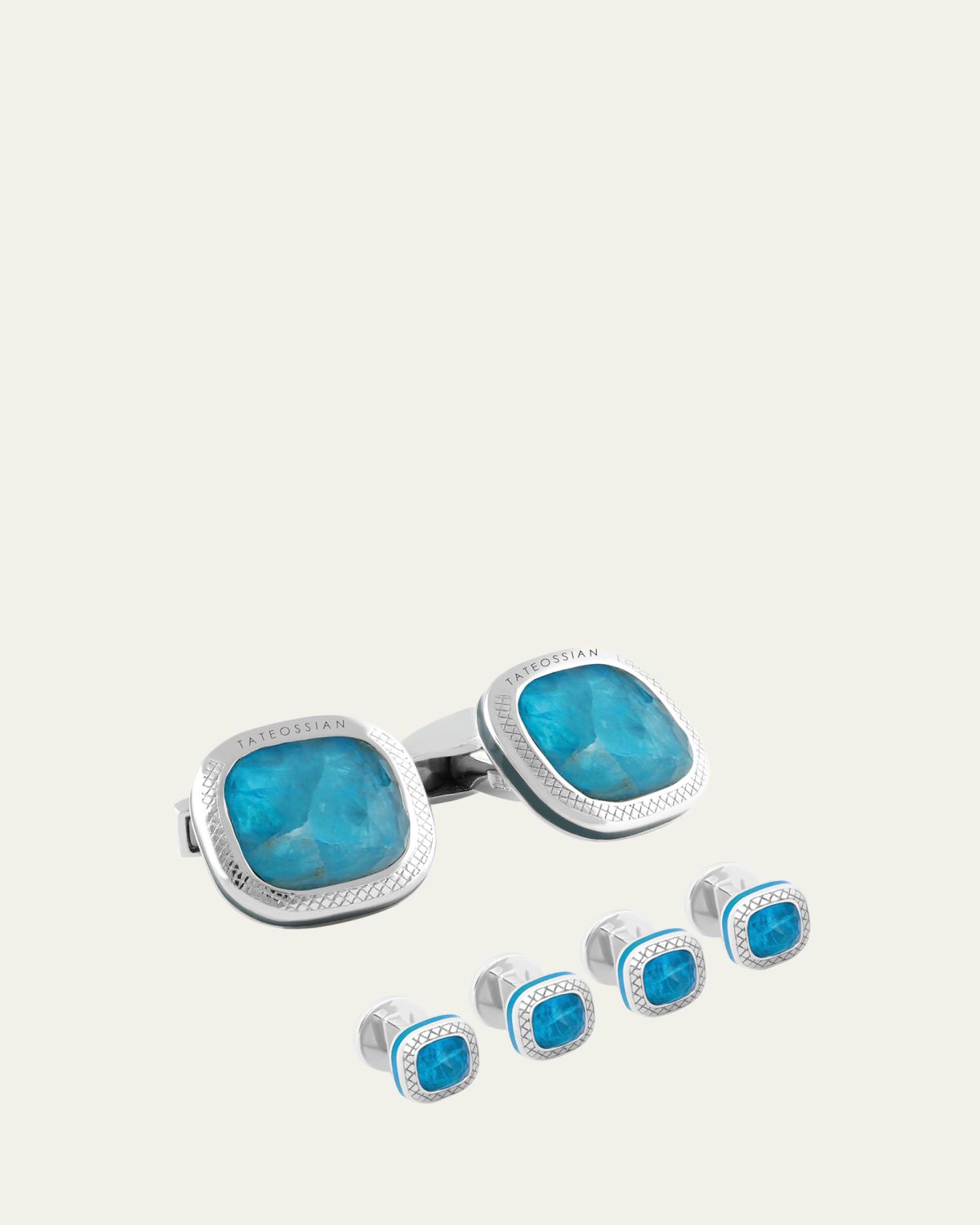 Tateossian Men's Apatite Doublet Cufflink Shirt Stud Set