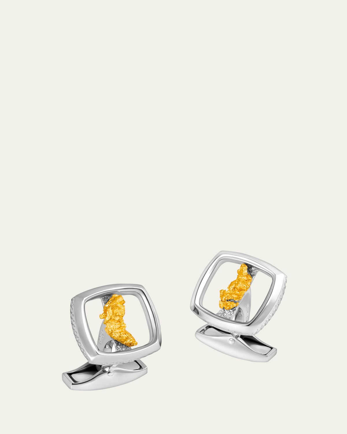 Tateossian Men's Limited Edition Gold Nugget Cufflinks in Silver