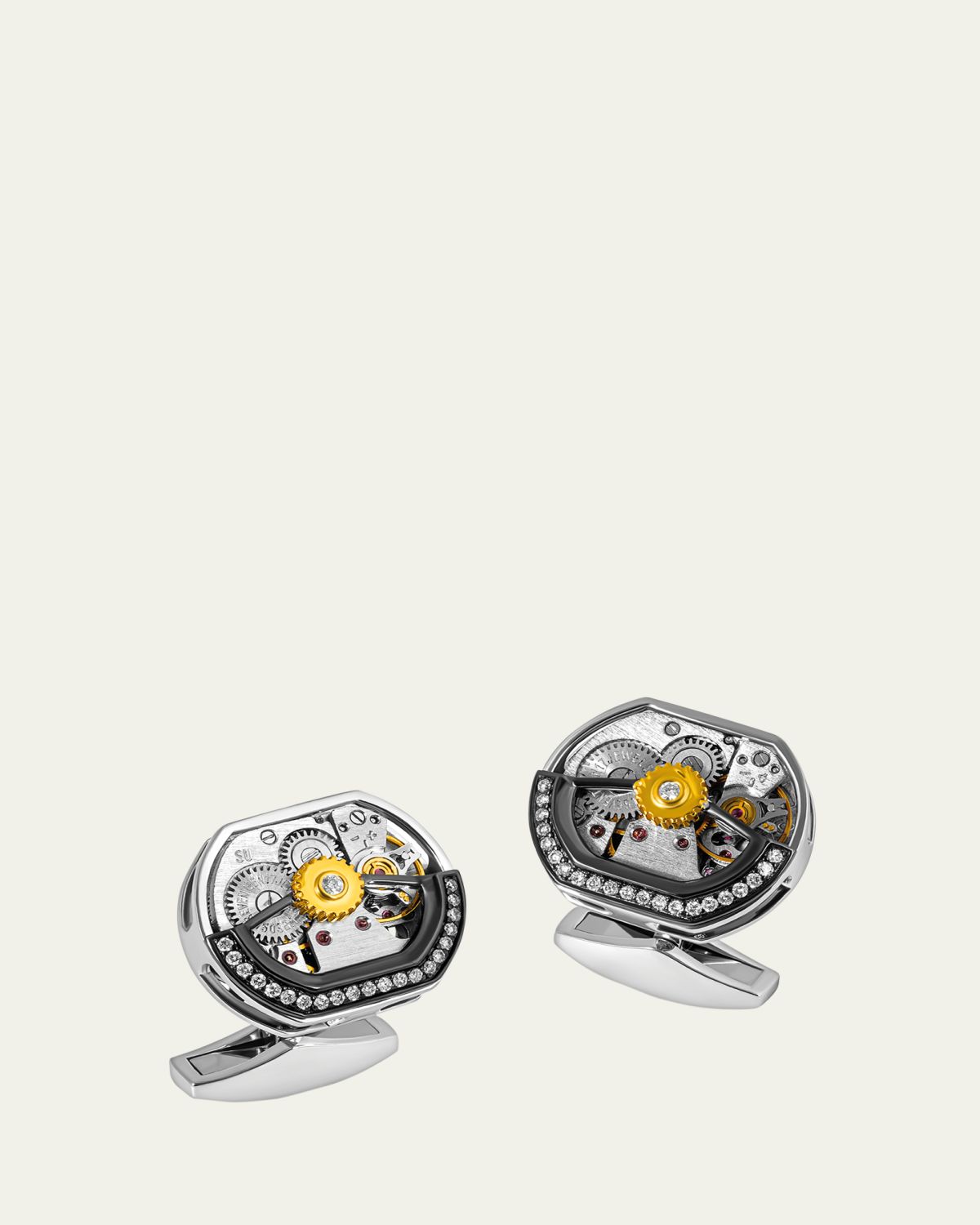 Tateossian Men's Limited Edition Diamond Tonneau Skeleton Cufflinks