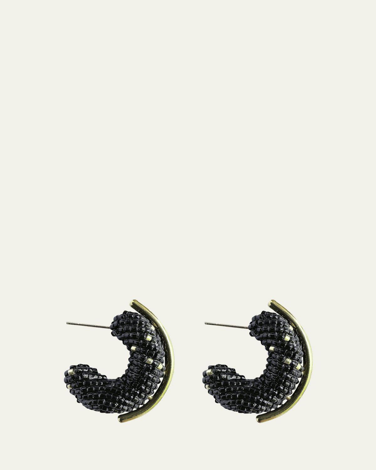 Susana Vega Mini Alba Hoop Earrings, Black
