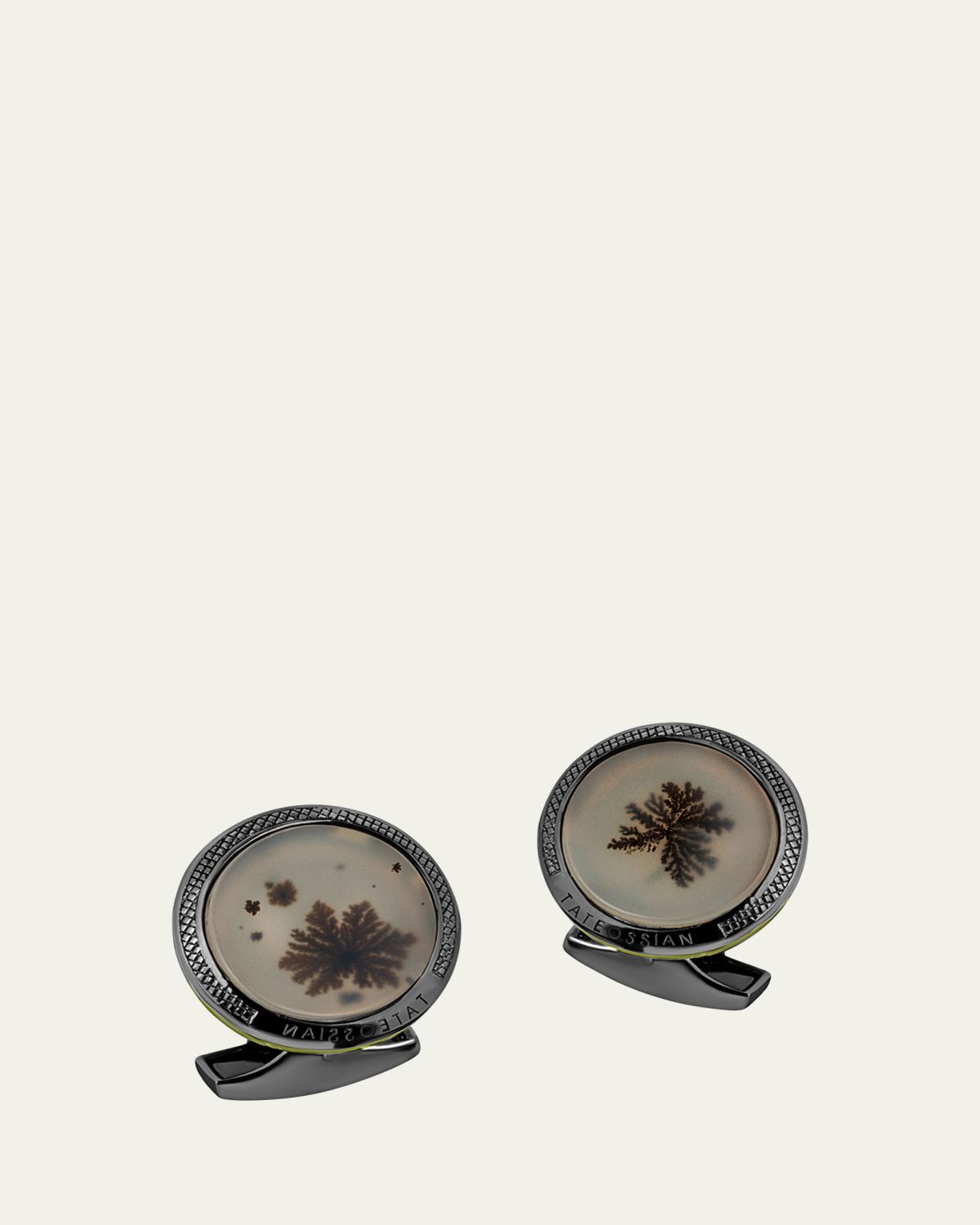 Tateossian Men's Limited Edition Black Rhodium-Tone Dendritic Agate Cufflinks