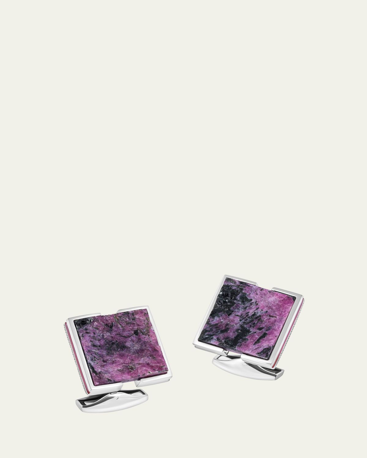 Tateossian Men's Limited Edition Natural Ruby Square Cufflinks