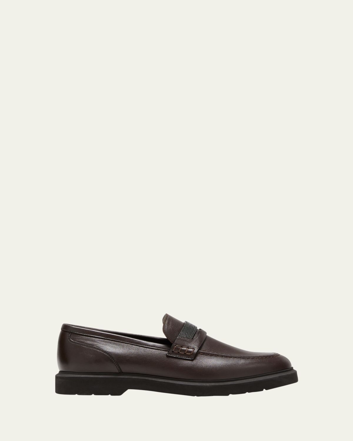 Brunello Cucinelli Leather Monili Penny Loafers | Thumbnail 4 Brunello Cucinelli Leather Monili Penny Loafers | Thumbnail 4