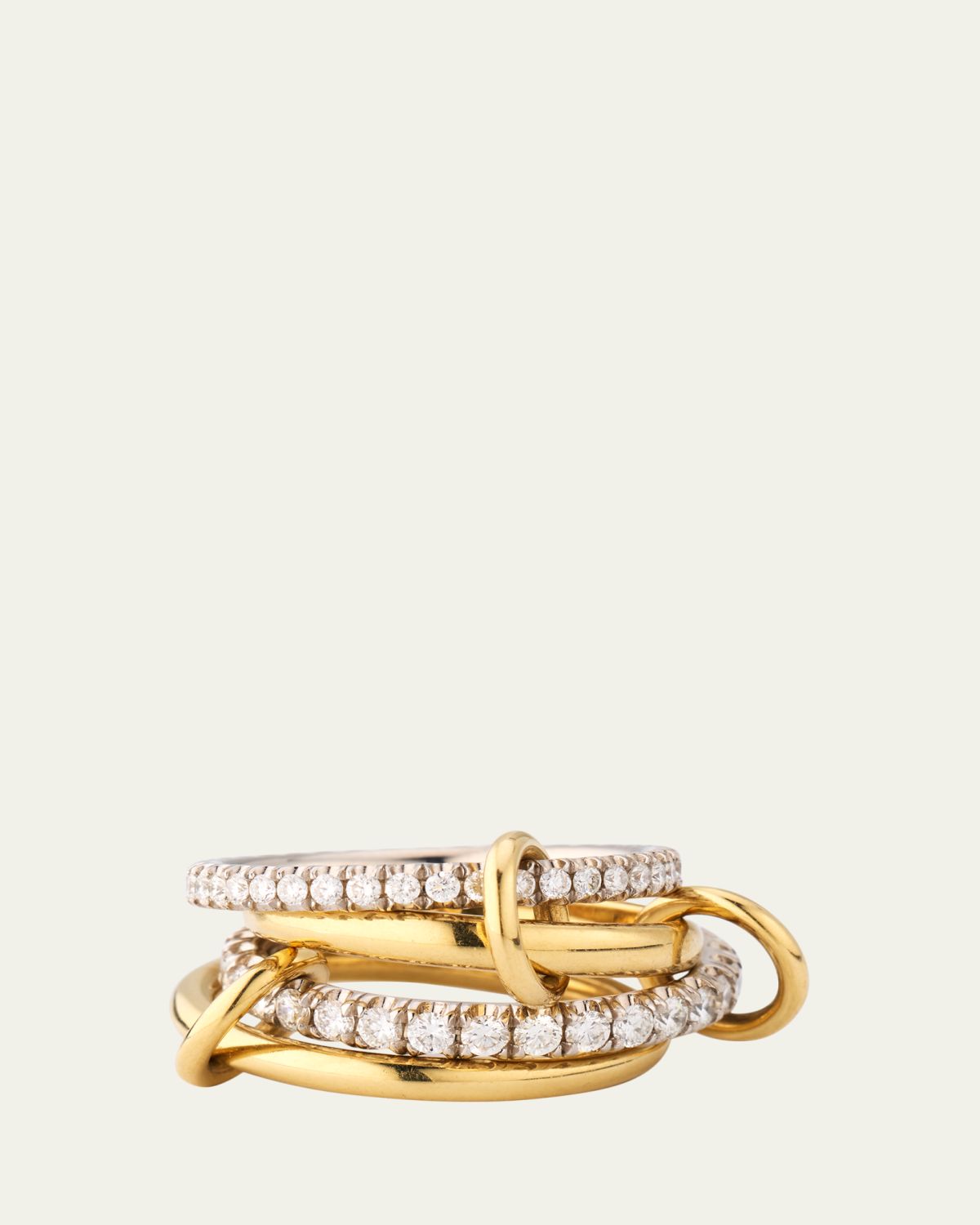 Spinelli Kilcollin 18K Mixed-Gold Halley 4-Link Ring with Pave Diamonds