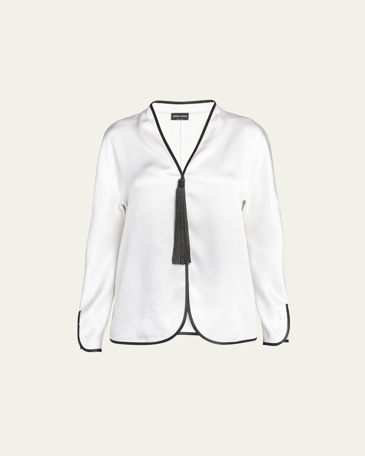 Giorgio Armani Tassel Silk Blouse with Contrast Tipping | Thumbnail 6