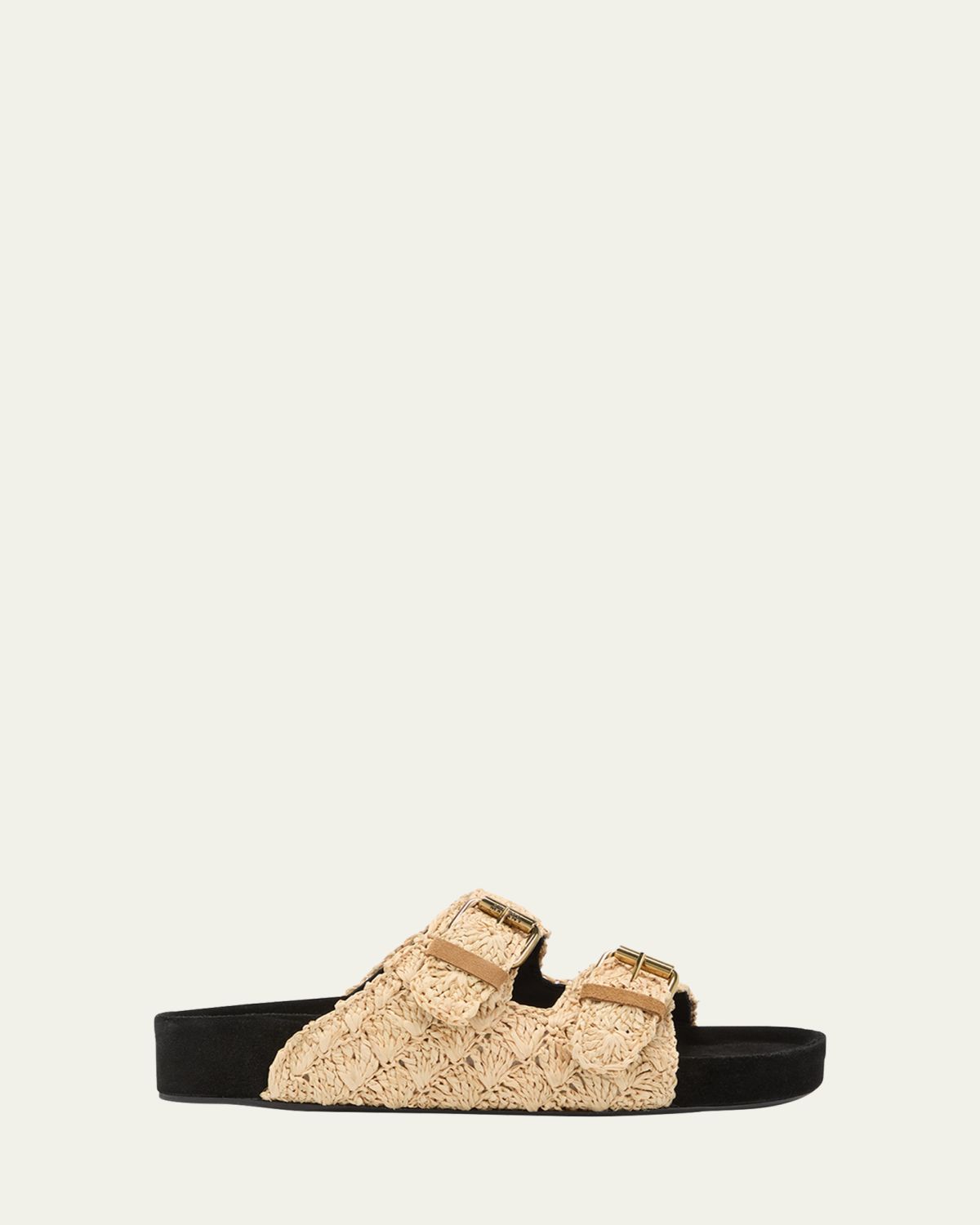 Isabel Marant Lennyo Rattan Dual-Buckle Slide Sandals