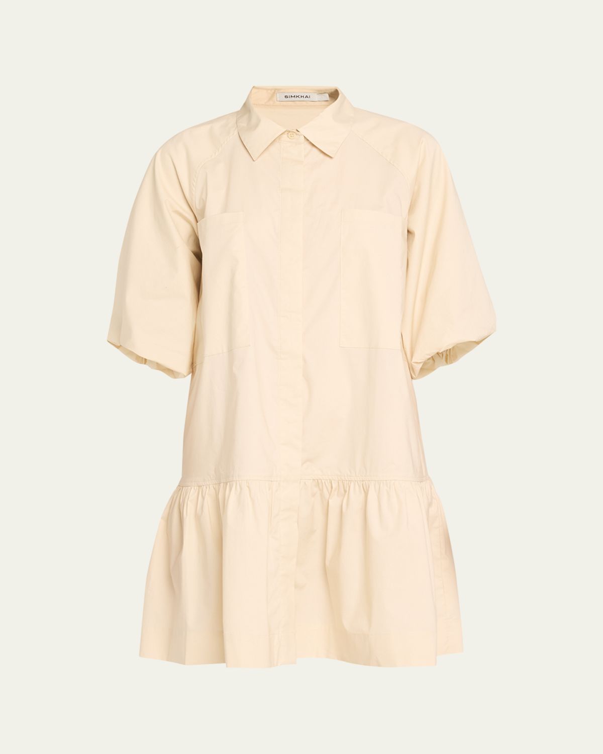 SIMKHAI Crissy Puff-Sleeve Cotton Poplin Mini Shirtdress | Thumbnail 6 SIMKHAI Crissy Puff-Sleeve Cotton Poplin Mini Shirtdress | Thumbnail 6