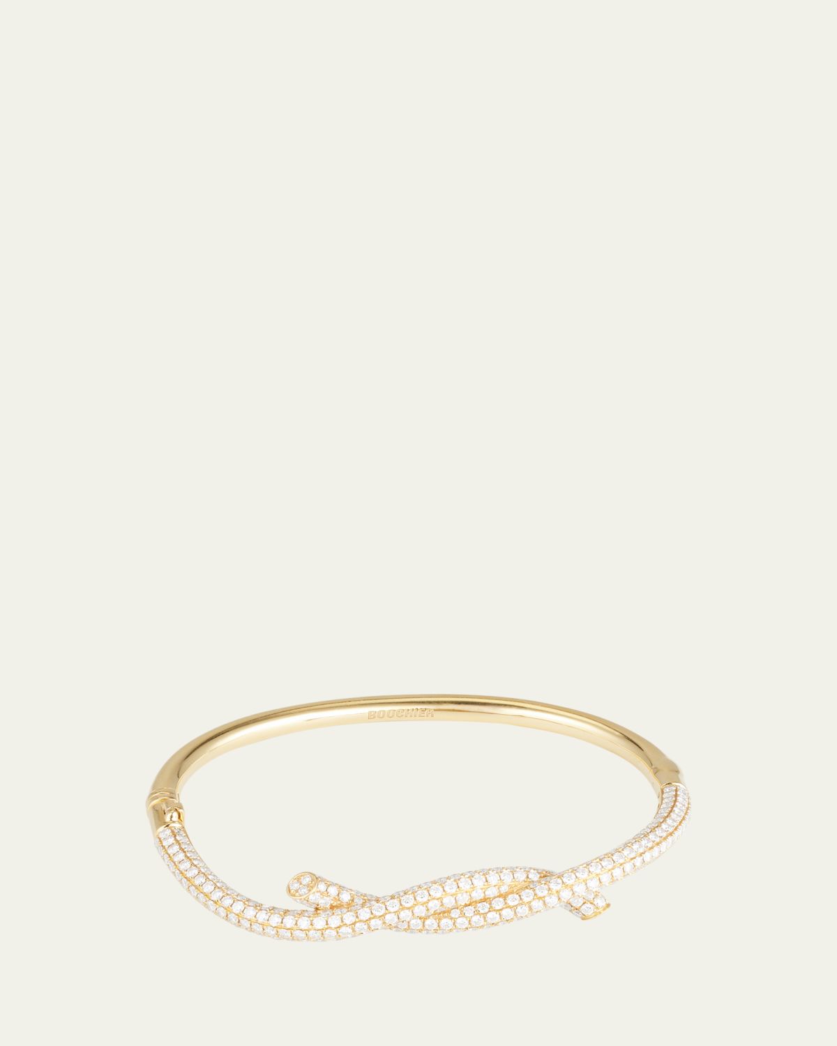 Boochier 18K Yellow Gold Full Pave Diamond Ties Bangle Bracelet