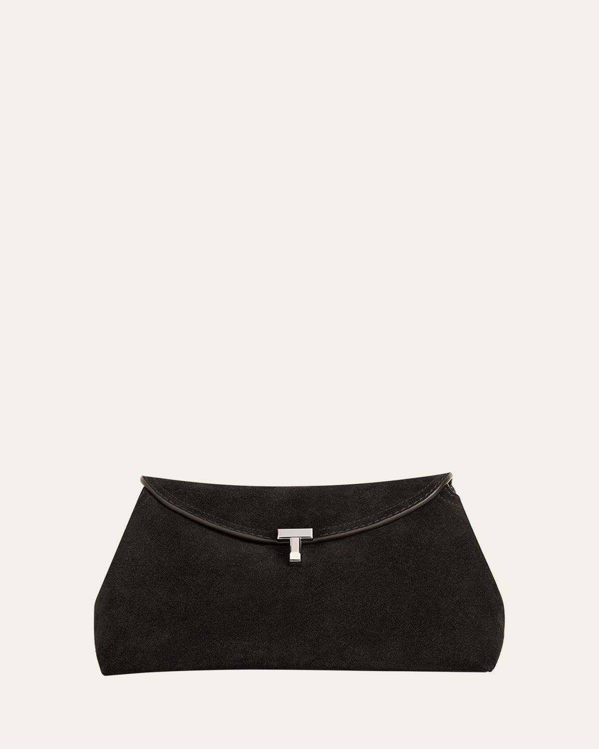 Toteme T-Lock Clutch Bag in Smooth Suede