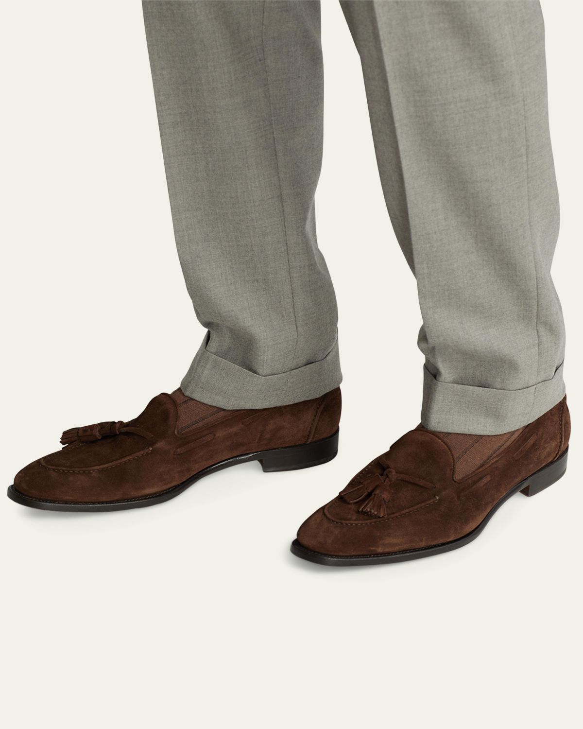 Ralph Lauren Purple Label Men's Luther Calf Suede Tassel Loafers | Thumbnail 3