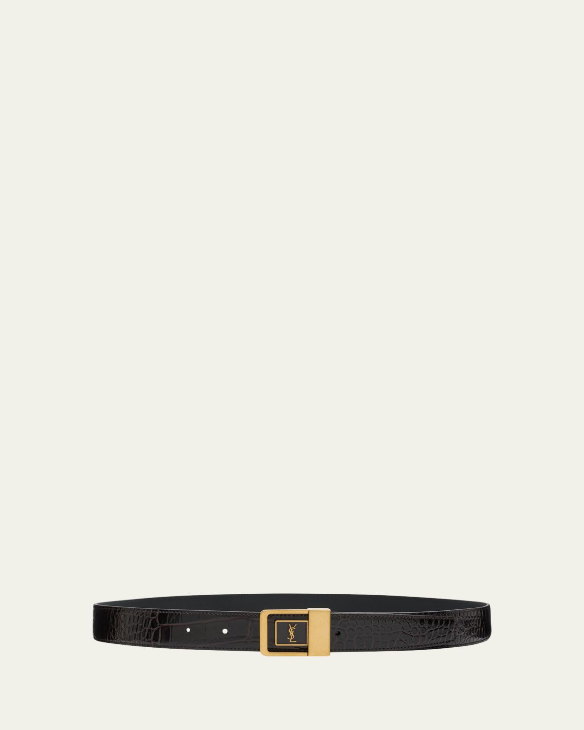 Saint Laurent Croc-Embossed Leather Square Buckle Belt | Thumbnail 3