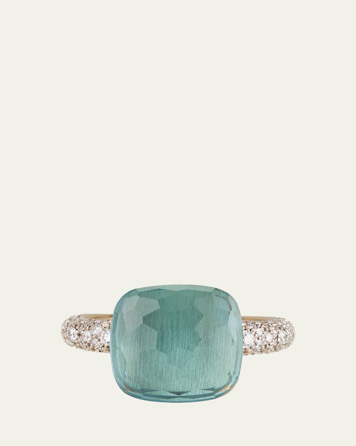 Pomellato 18K White Gold Nudo Maxi Sky Blue Topaz Diamond Ring