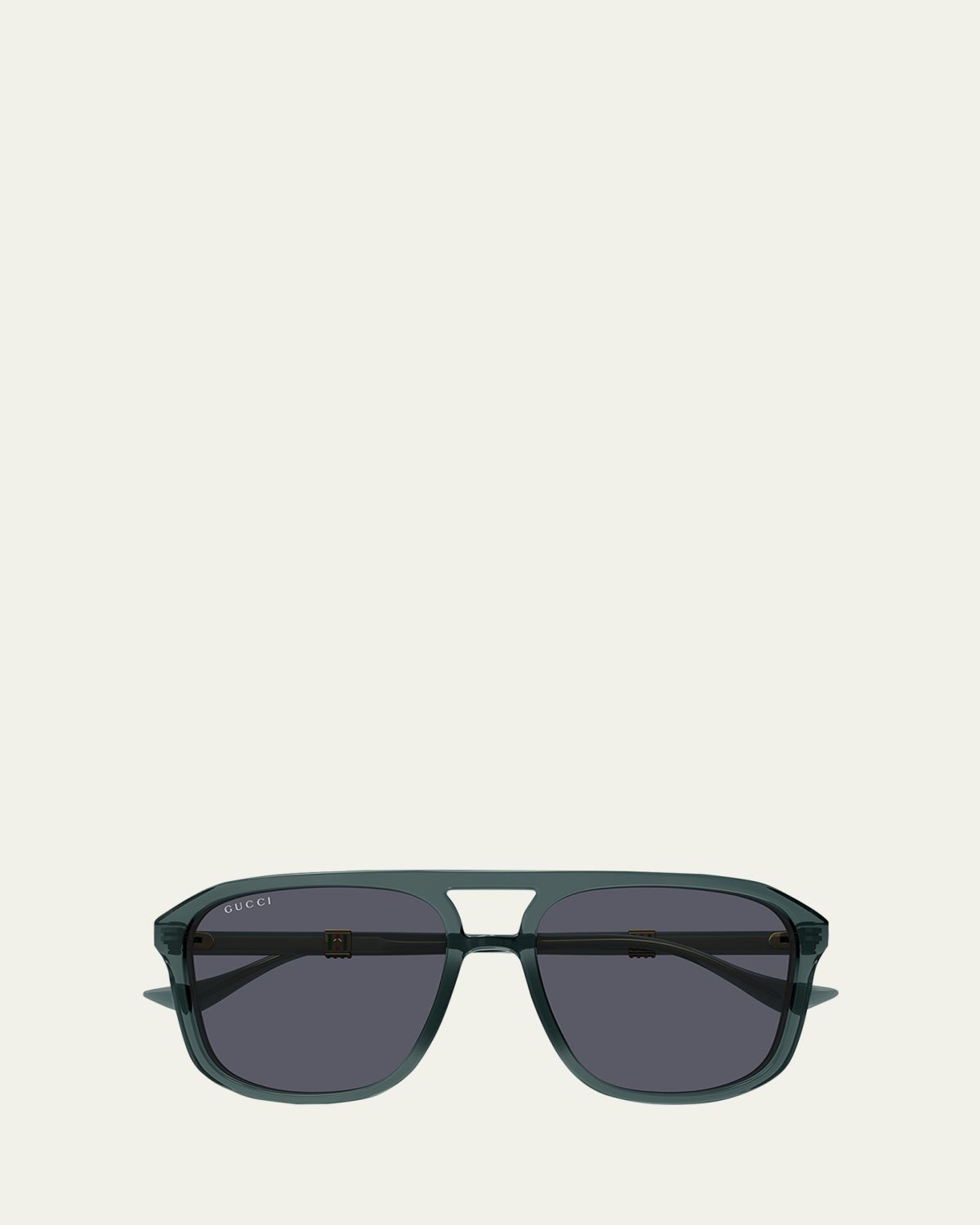Gucci Men's Double-Bridge Acetate Aviator Sunglasses