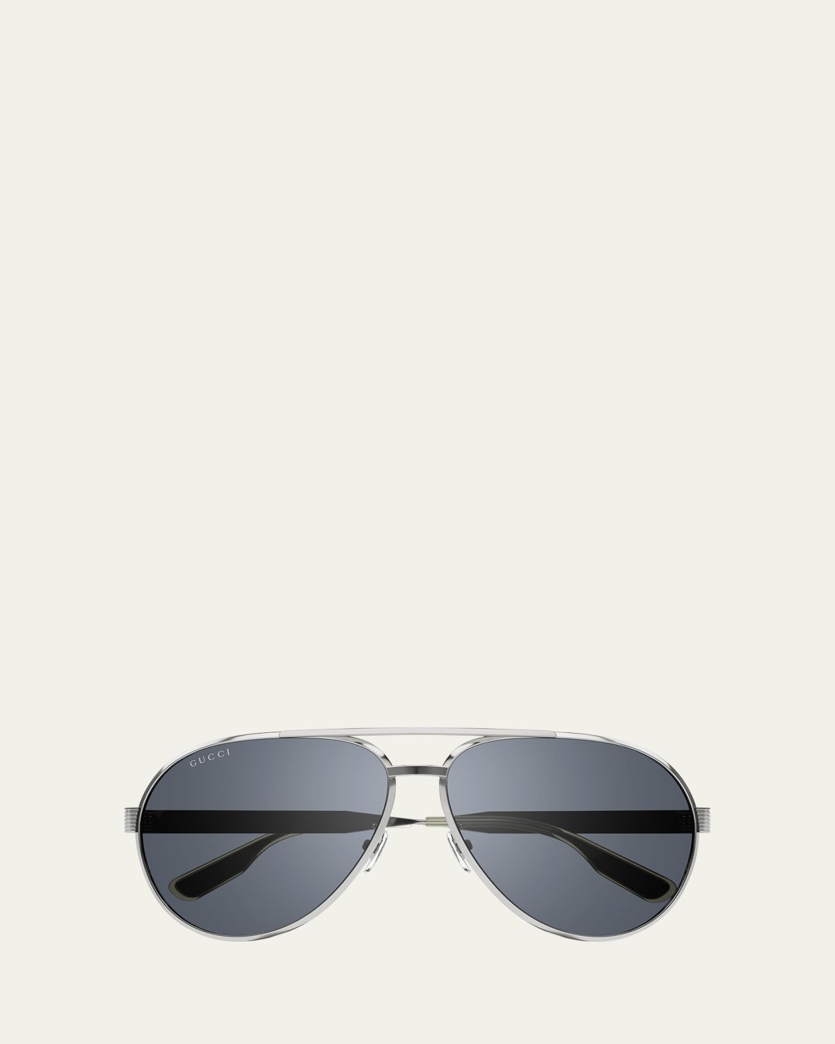 Gucci Men's Double-Bridge Metal Aviator Sunglasses