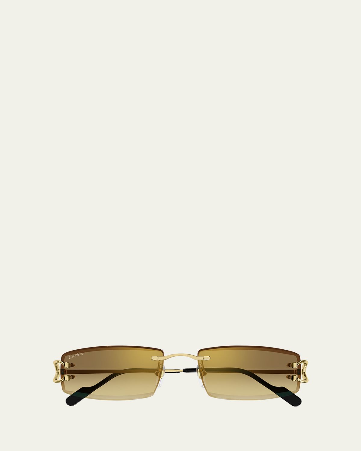 Cartier Men's Rimless Metal Rectangle Sunglasses