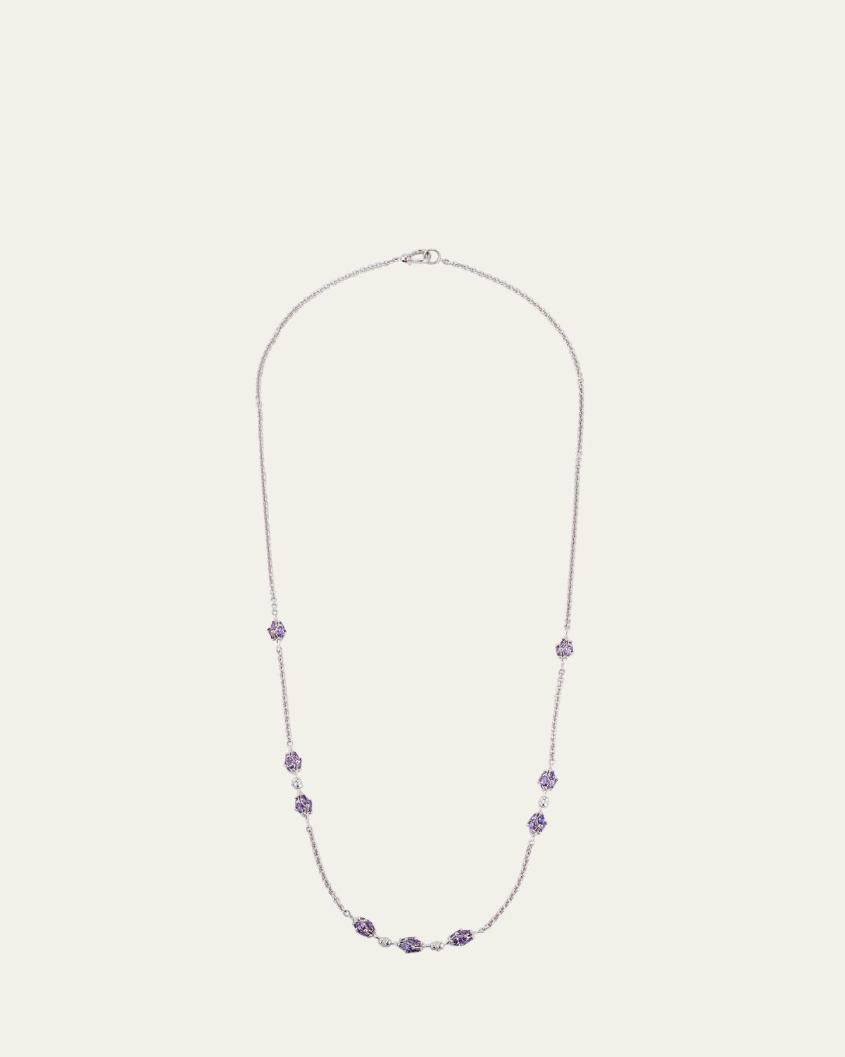 Paul Morelli 18k White Gold Purple Sapphire and Diamond Dahlia Necklace