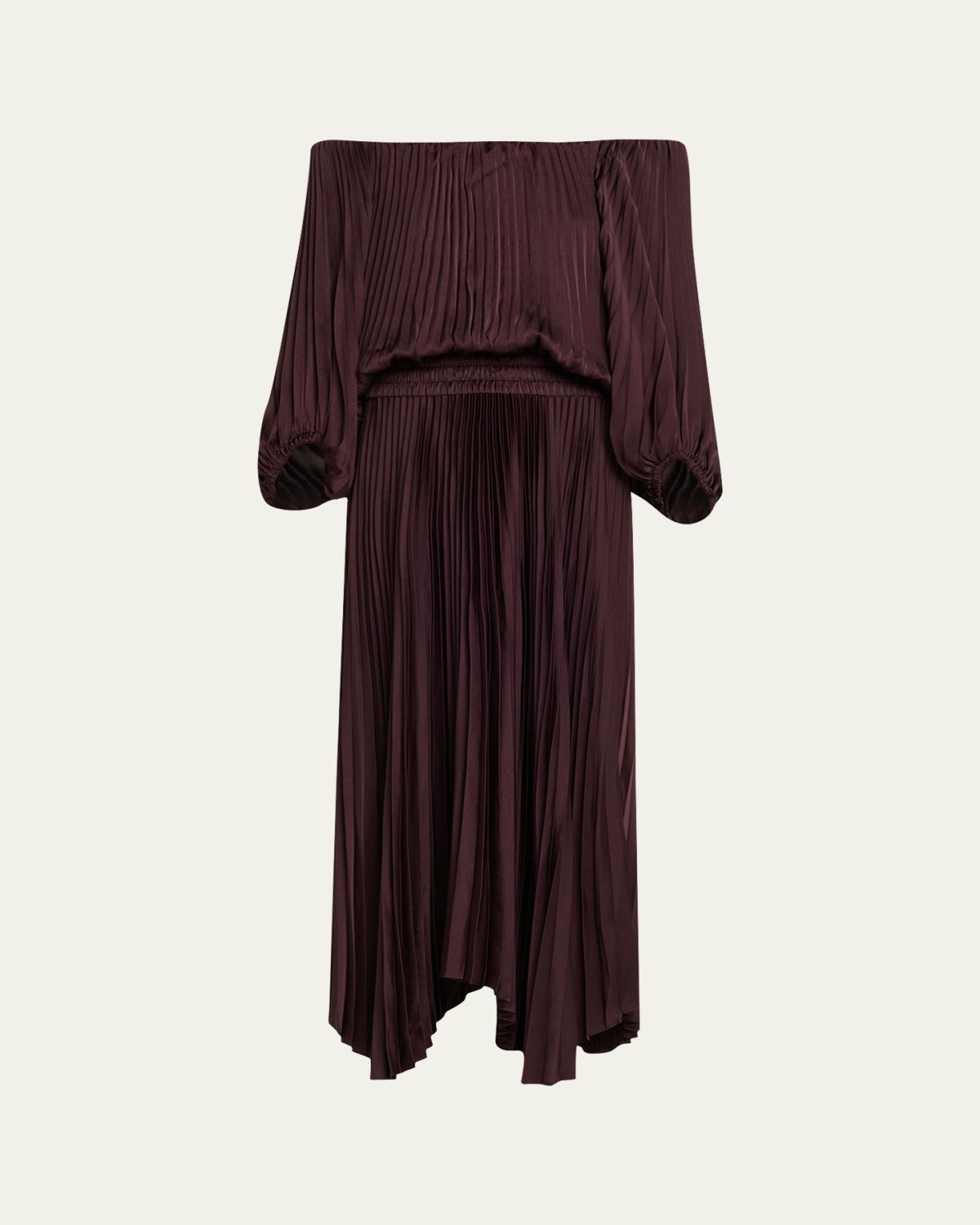 A.L.C. Sienna Pleated Off-The-Shoulder Midi Dress