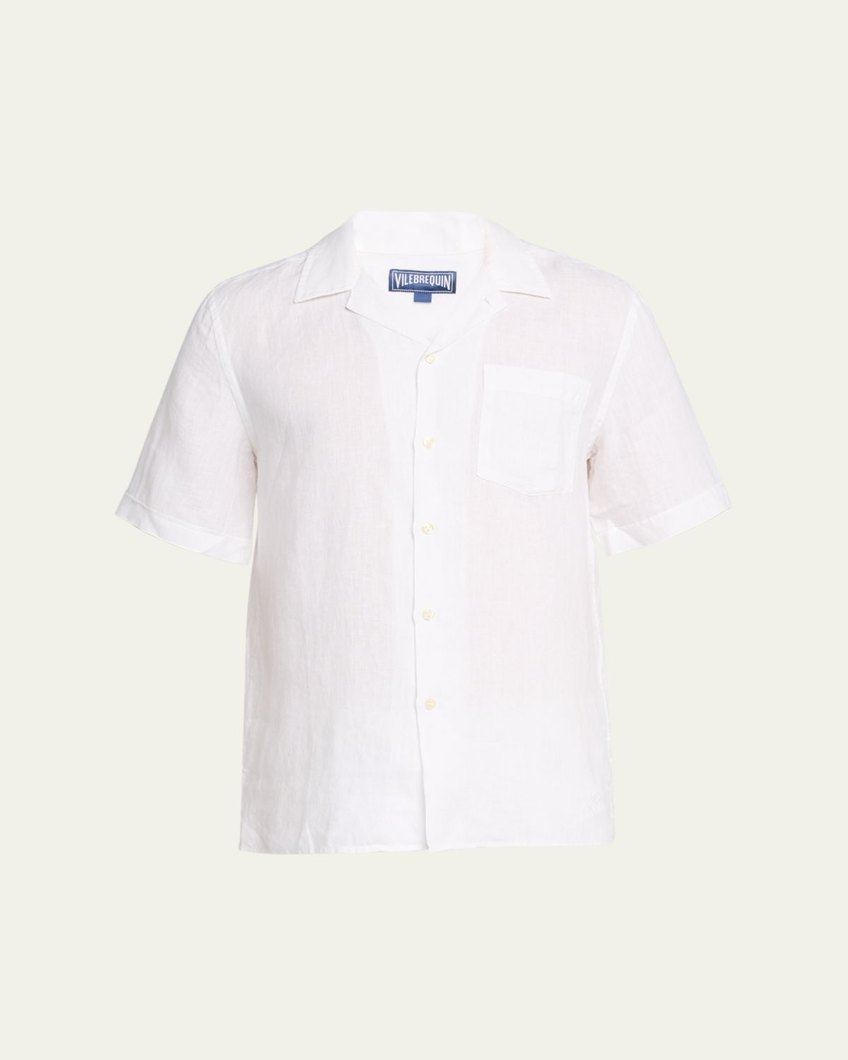 Vilebrequin Men's Garment-Dyed Linen Camp Shirt | Thumbnail 6 Vilebrequin Men's Garment-Dyed Linen Camp Shirt | Thumbnail 6