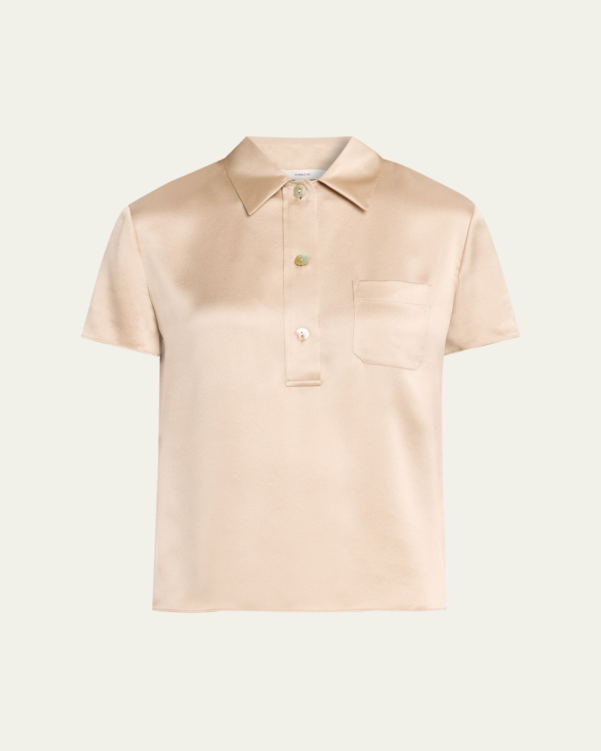 Vince Silk Charmeuse Short-Sleeve Polo Shirt